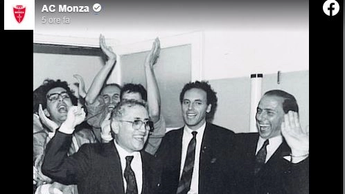 Giambelli, Marotta e Berlusconi festeggiano la Coppa Italia di serie C del Monza 1987-88