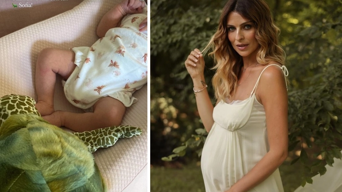 Cristina Chiabotto prima del parto e la piccola Sofia nata il 29 giugno (foto instagram)