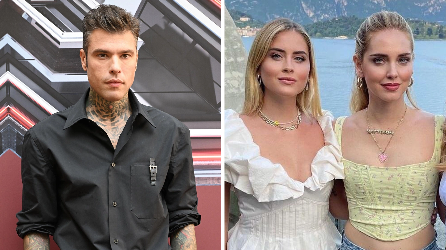 Fedez, a sinistra, e Valentina e Chiara Ferragni