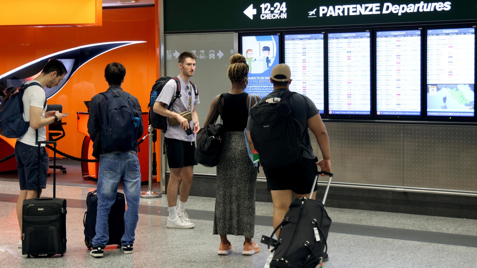 L'area partenze dell'aeroporto di Malpensa