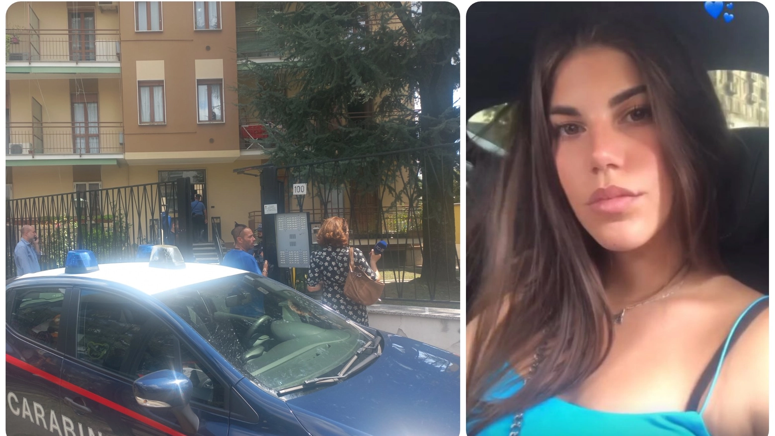 I carabinieri sul luogo del delitto a Cologno Monzese e Sofia Castelli (Foto Instagram)
