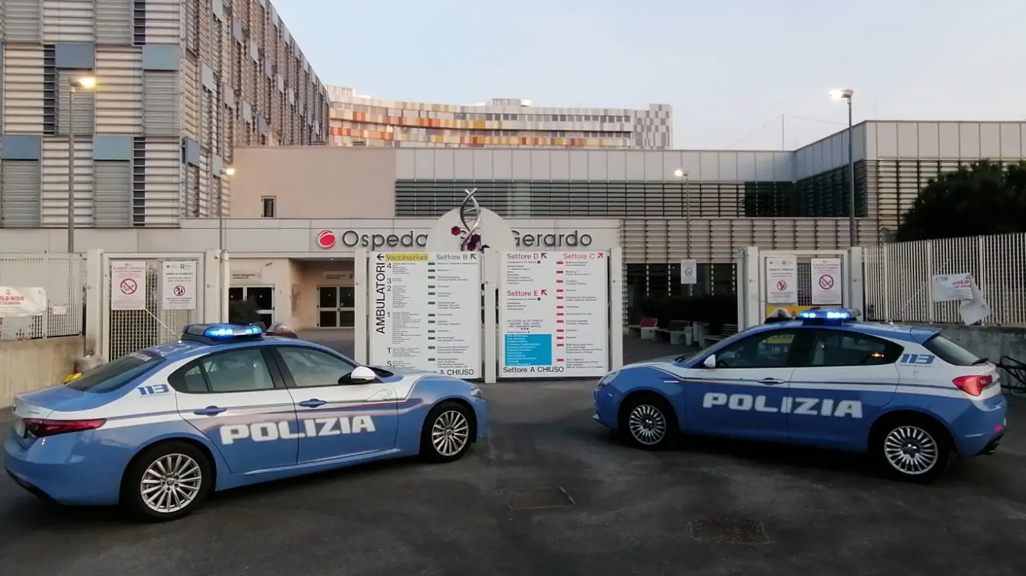 L'intervento della polizia all'ospedale San Gerardo L'intervento della polizia all'ospedale San Gerardo