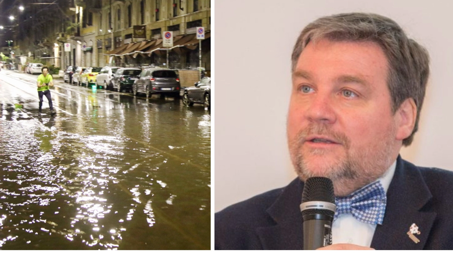 Strade allagate a Milano l'altra notte e il meteorologo Luca Mercalli
