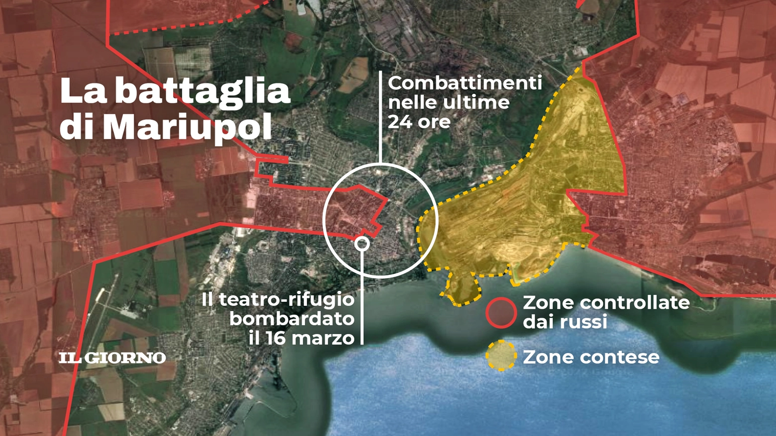 La mappa dei combattimenti a Mariupol