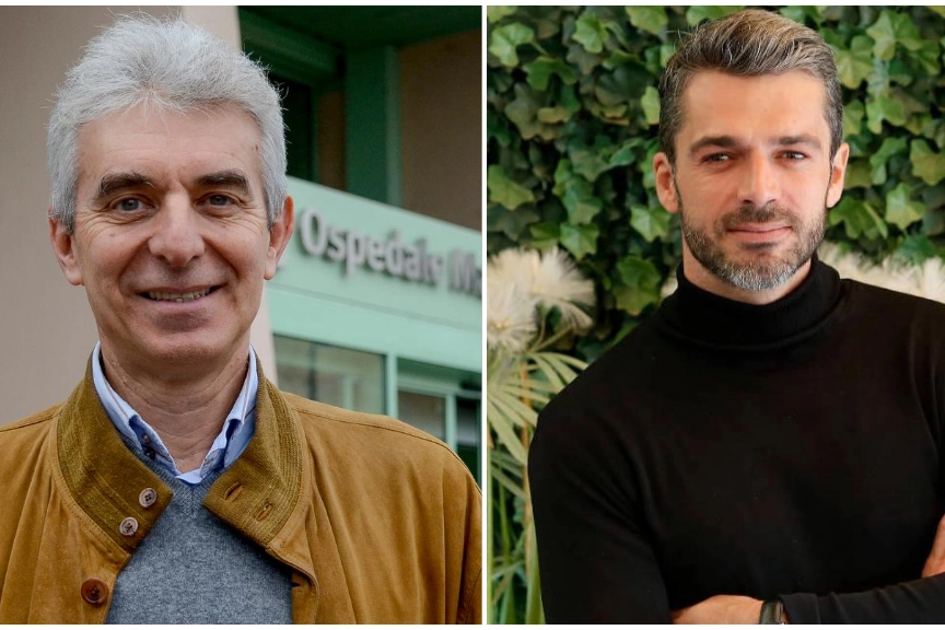 Pierdante Piccioni e, a destra, il suo alter ego tv Luca Argentero