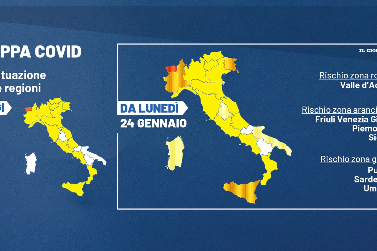 Colori regioni, possibili cambiamenti dal 24 gennaio