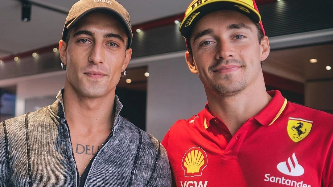 Damiano David col pilota della Ferrari, Charles Leclerc (foto da Instagram)
