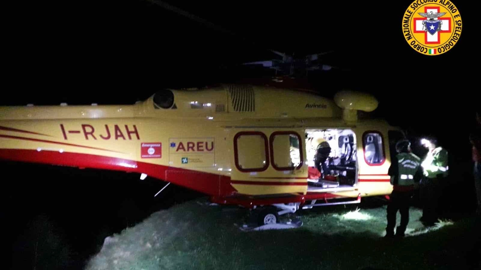 L'elicottero di Areu intervenuto a Premana