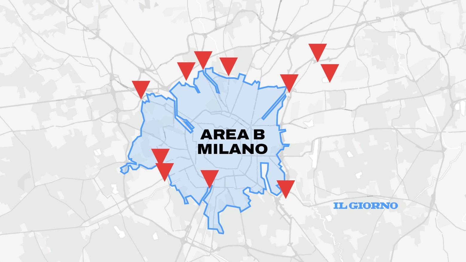 I parcheggi fuori dalla zona a traffico limitato Area B di Milano