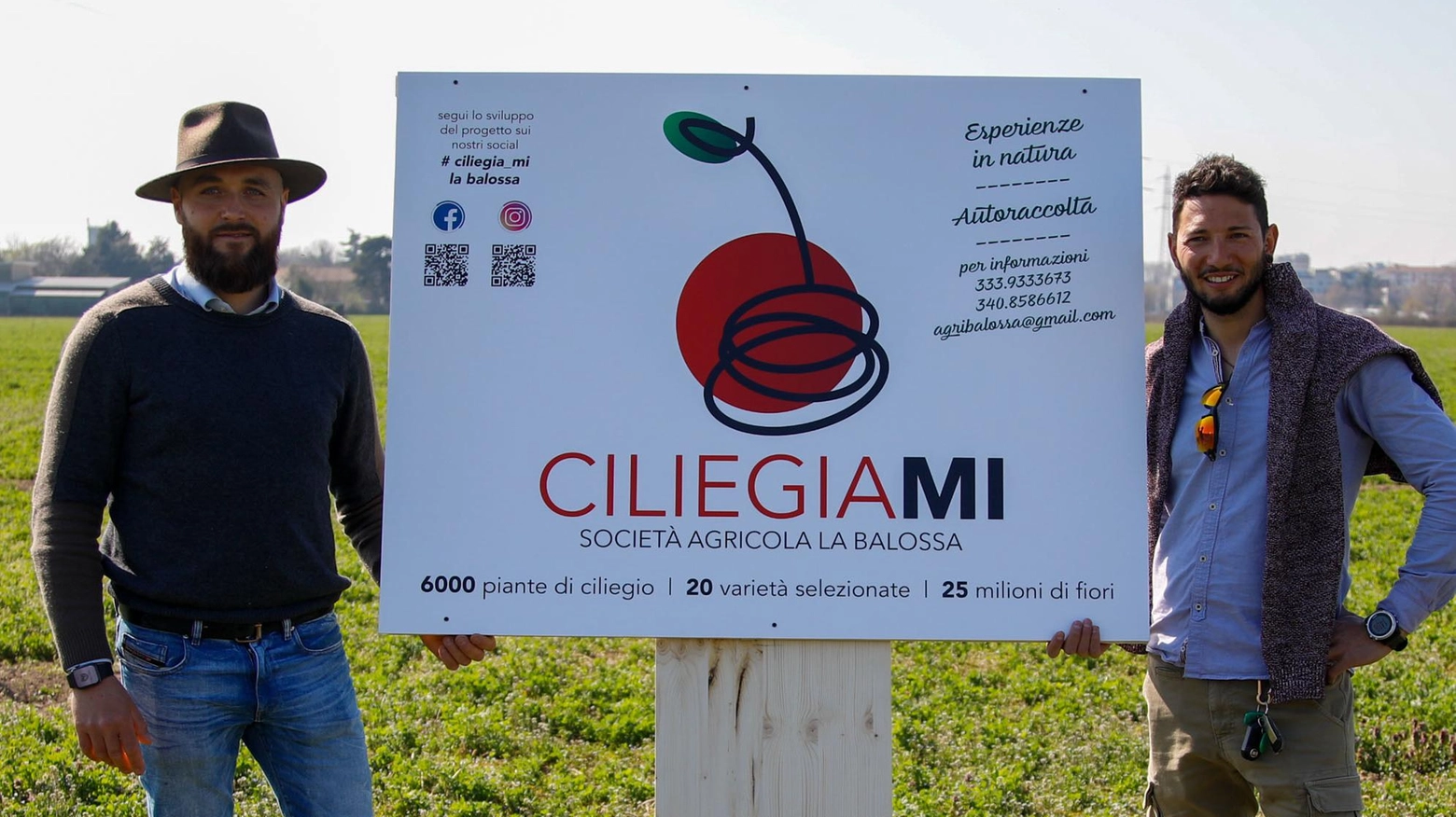 Nicola Micheletti e Matteo Locatelli hanno piantumato i primi 3mila ciliegi