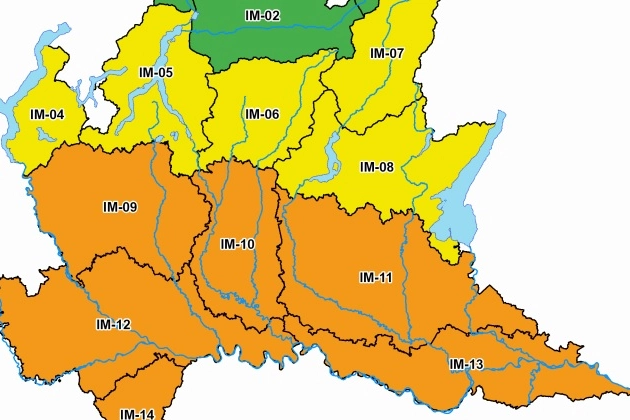 Le zone con allerta gialla e arancione