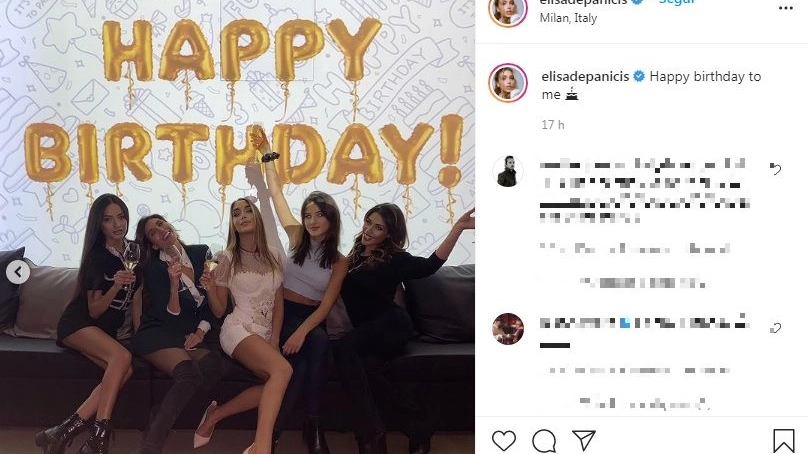 Elisa De Panicis festeggia il compleanno nonostante il lockdown (foto Instagram)
