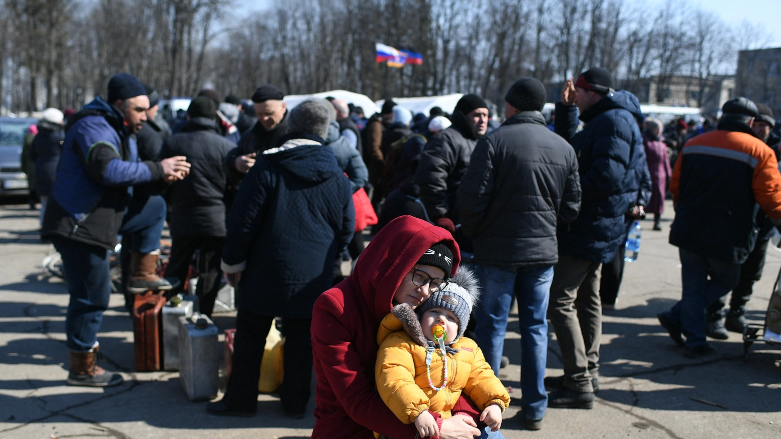 Rifugiati dalla città di Volnovacha, nell'oblast di Donetsk