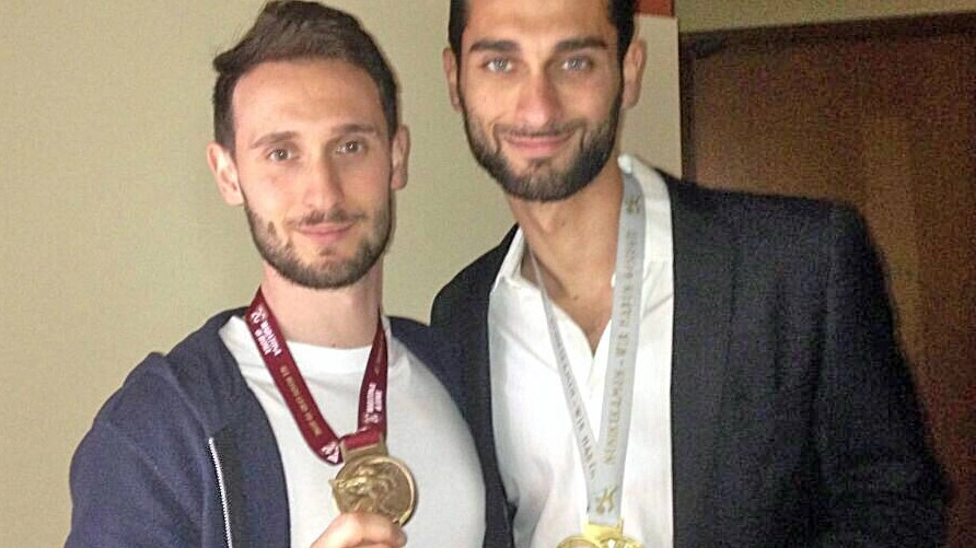 LEGATI Da sinistra Gianluca e suo fratello Andrea Braghin felici dopo una gara LEGATI Da sinistra Gianluca e suo fratello Andrea Braghin felici dopo una gara