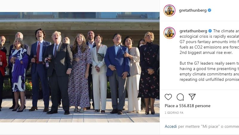 Il post di Greta Thunberg su Instagram
