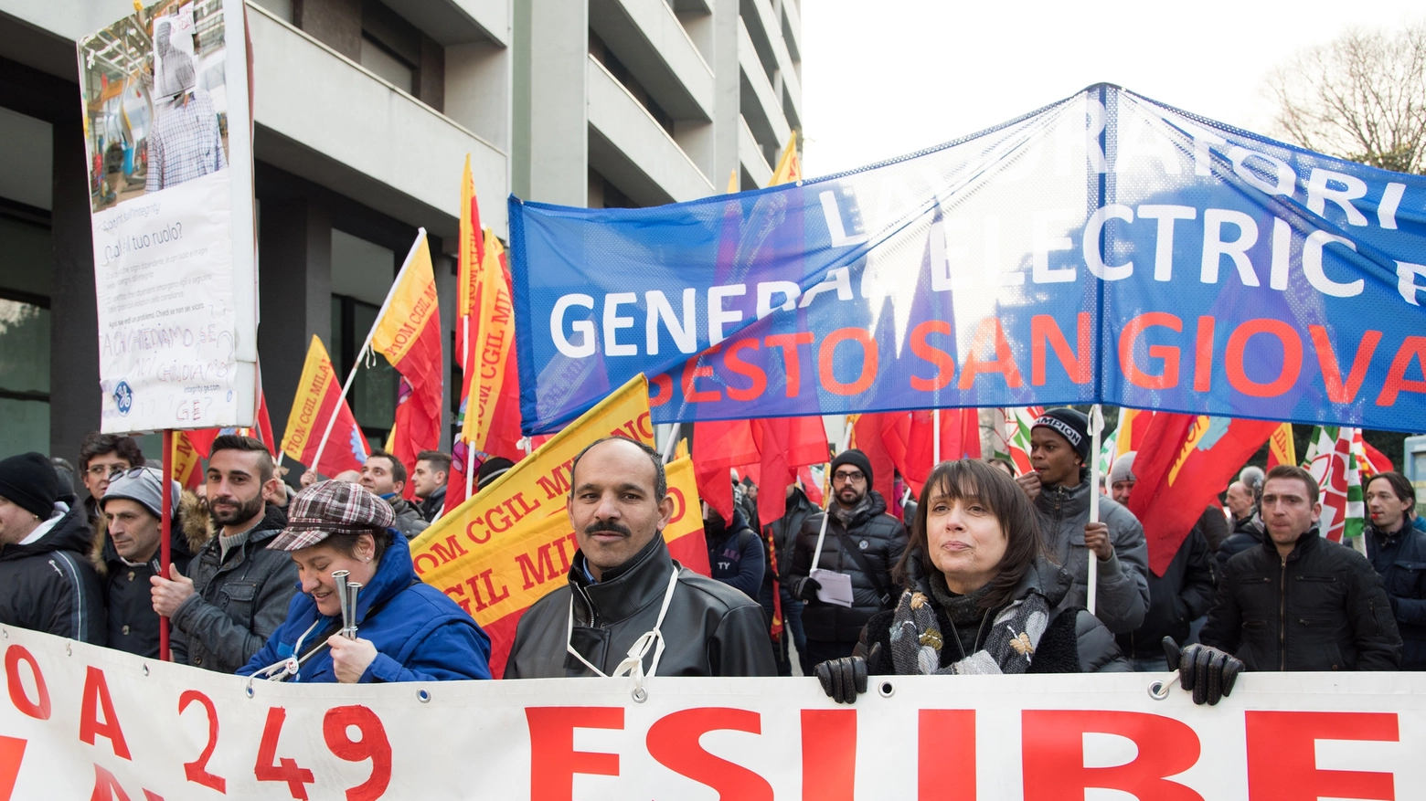 Una protesta dei lavoratori ex Alstom