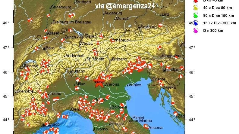 Scossa di terremoto avvertita a Brescia