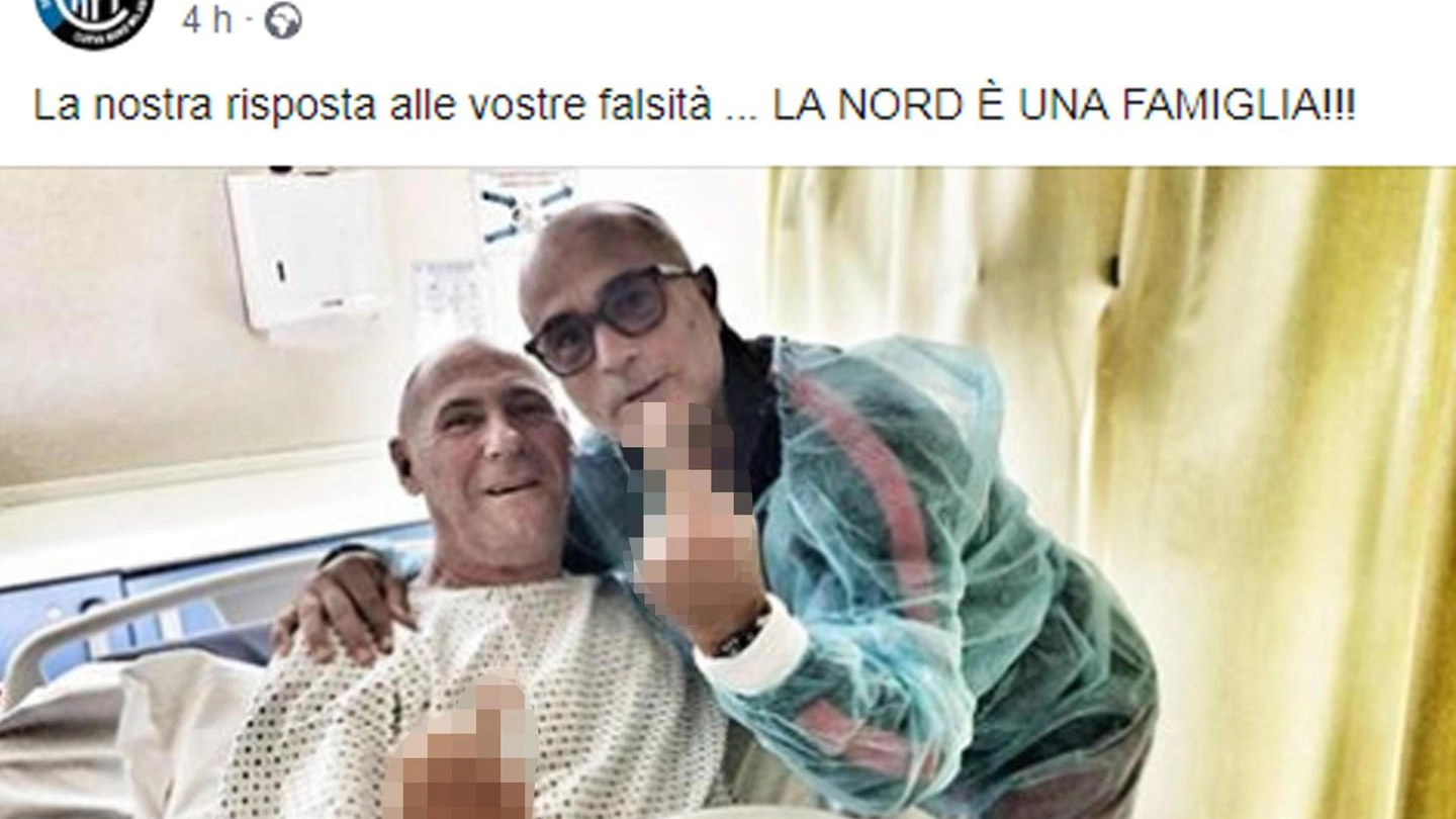 Vittorio Boiocchi in un letto d'ospedale con l'altro ultrà Franco Caravita