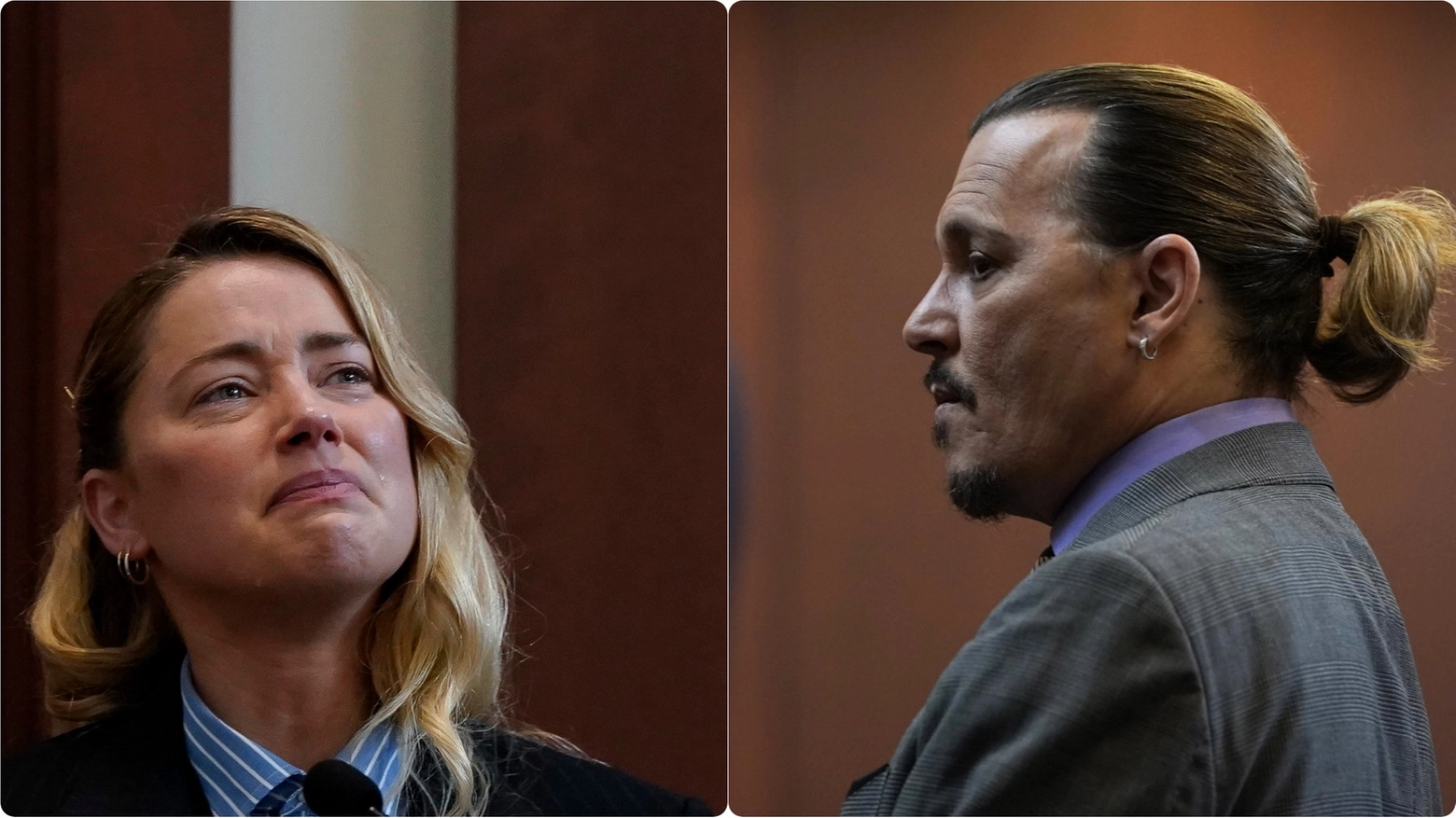 Amber Heard e Johnny Depp al processo