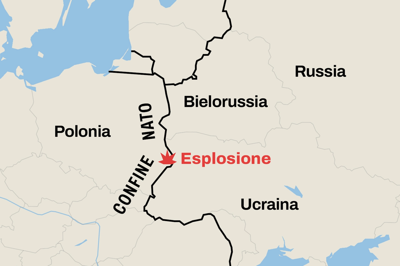Il luogo presunto in Polonia dove sono caduti i due missili russi
