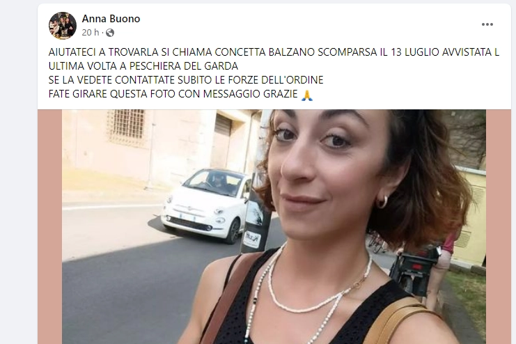 L'appello per ritrovare Concetta Balzano