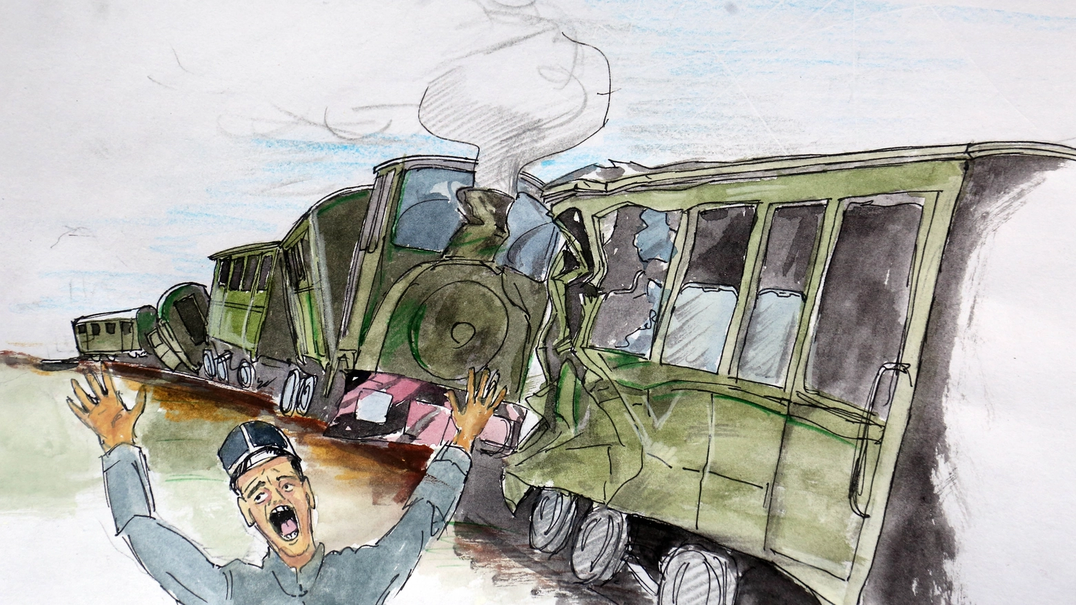 L'incidente al tram nell'illustrazione di Guido Bandera