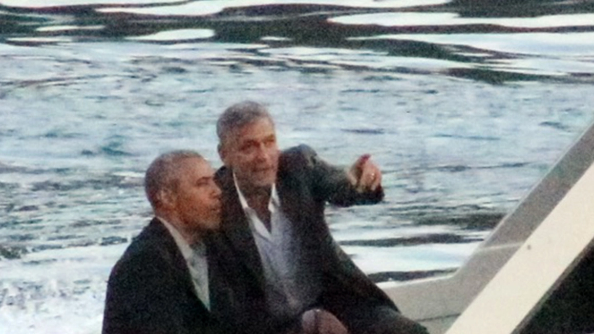 George Clooney sul lago insieme a Barack Obama 