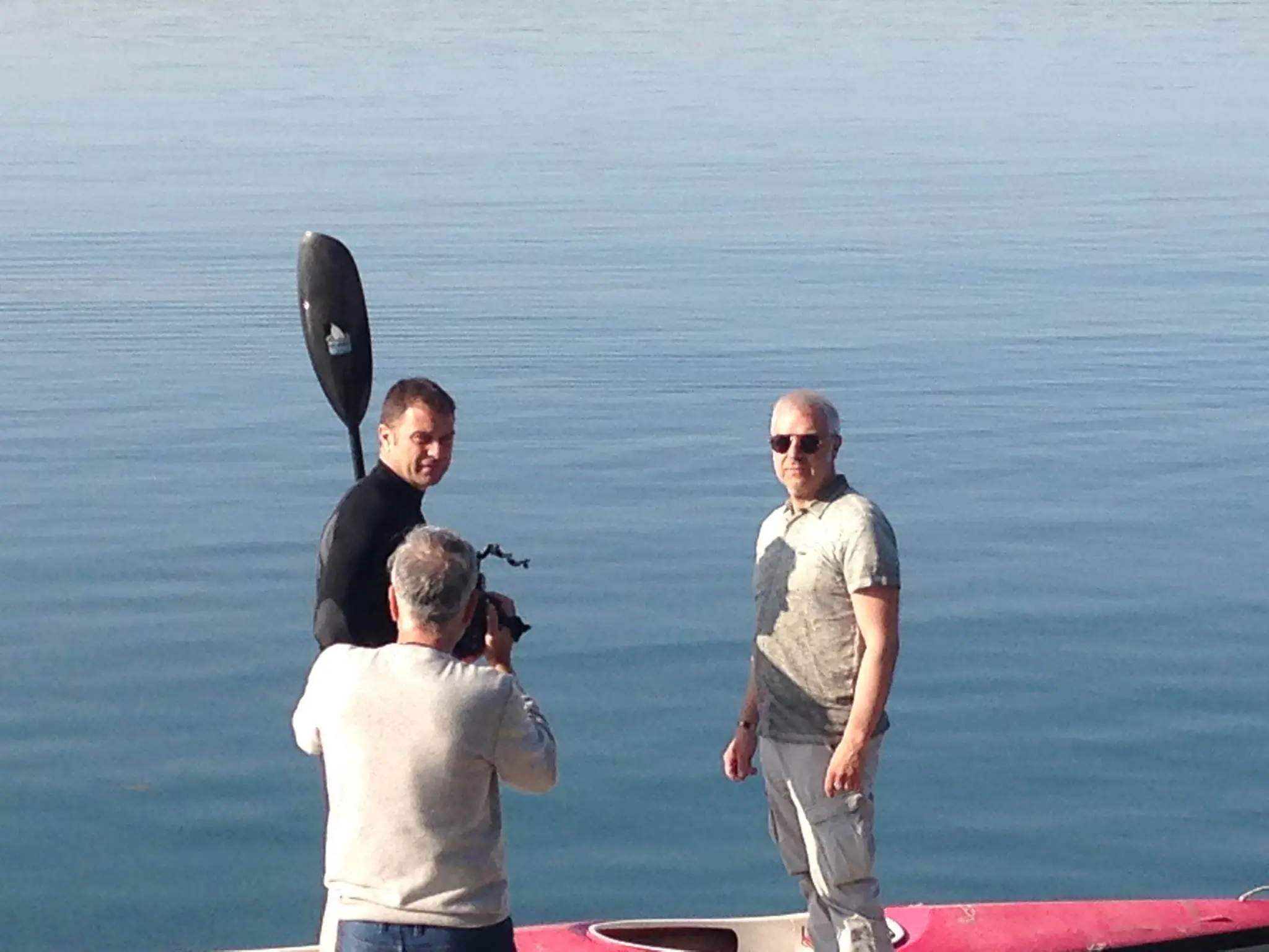 Pusiano, Davide Van De Sfroos canoista con Antonio Rossi