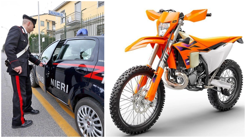 Carabinieri di Garlasco e, a destra, una Ktm 250 Carabinieri di Garlasco e, a destra, una Ktm 250