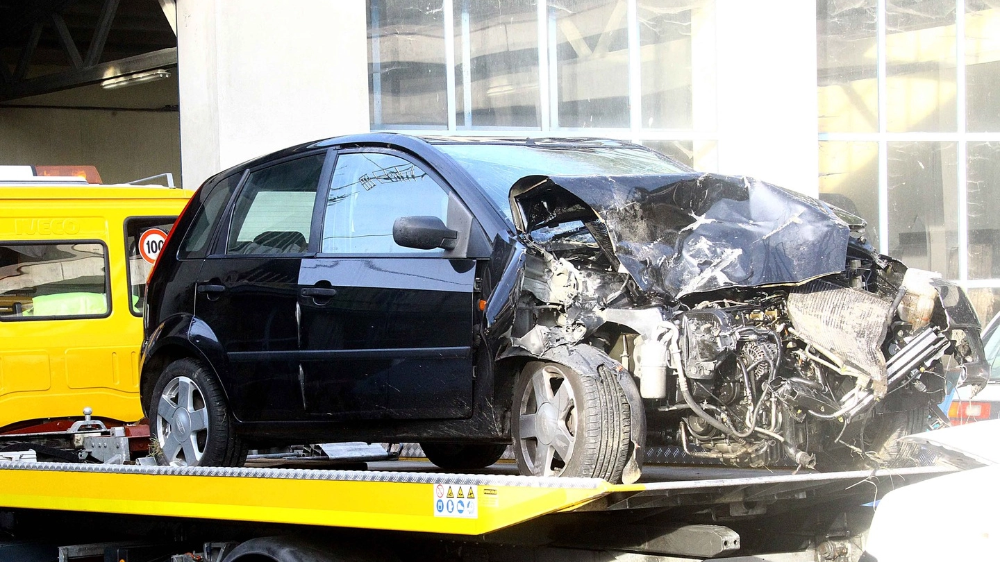 L'auto incidentata dopo l'impatto con il cervo (Orlandi)