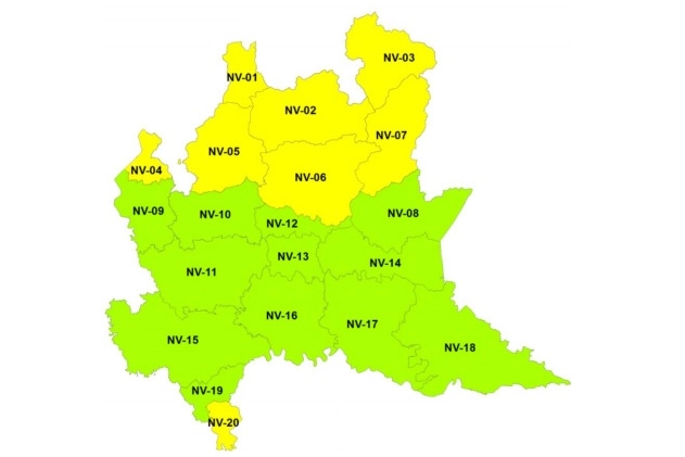 L'allerta neve in Lombardia (dal sito della Protezione Civile)