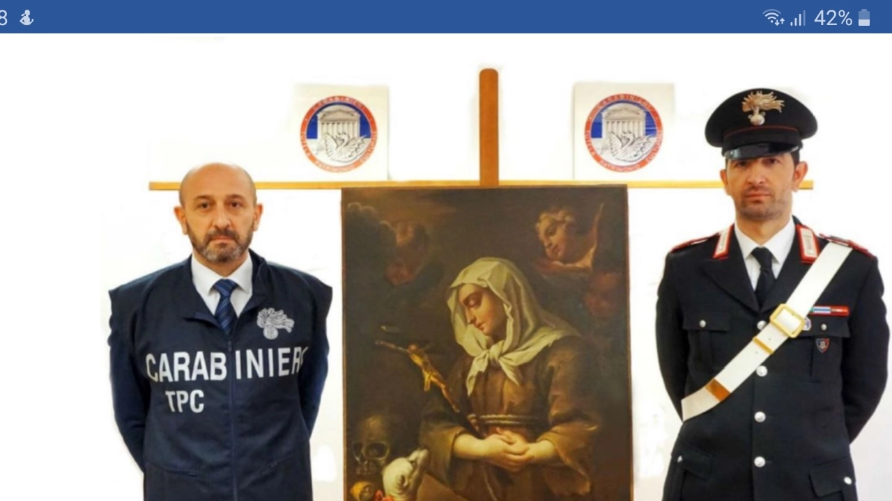 Il dipinto recuperato dai carabinieri Ntpc