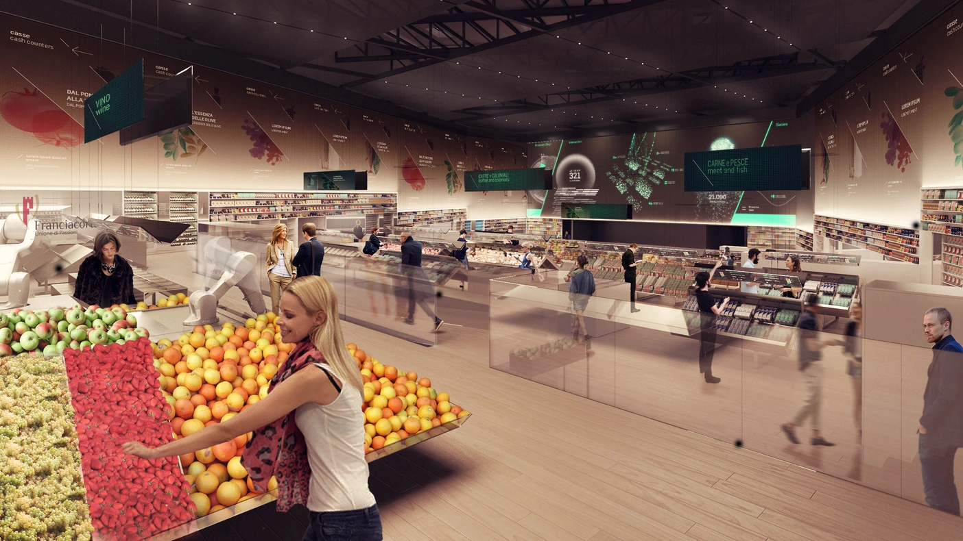 Ecco il rendering del supermercato del futuro pensato da Coop