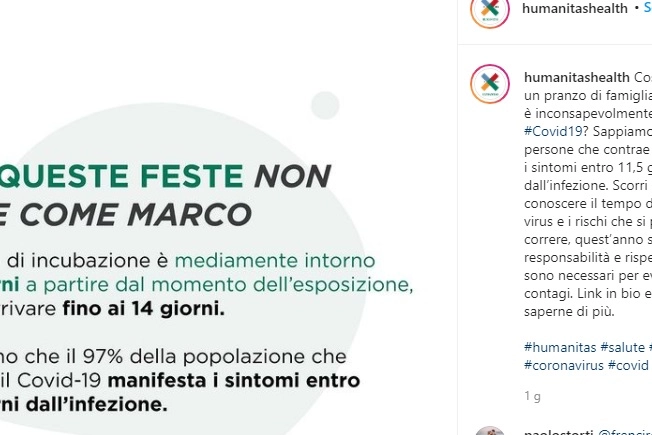 campagna anti contagio Humanitas "Non fare come Marco"