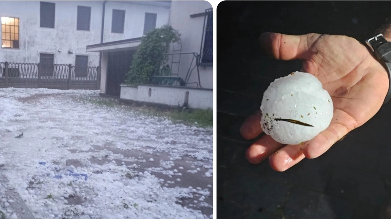 Grandinata a Turate, in provincia di Como