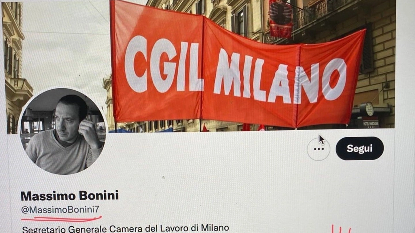 Il segretario generale della Cgil di Milano Massimo Bonini e il clone del profilo Twitter