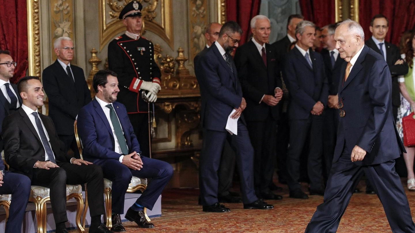 Di Maio, Salvini e Savona al Quirinale per il giuramento (Ansa)