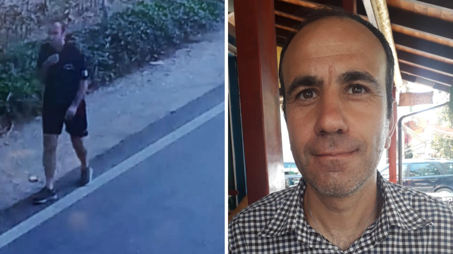 Dibre Bledar, a destra, e il suo ultimo avvistamento da parte di una telecamera intorno alle 14.30 di giovedì Dibre Bledar, a destra, e il suo ultimo avvistamento da parte di una telecamera intorno alle 14.30 di giovedì