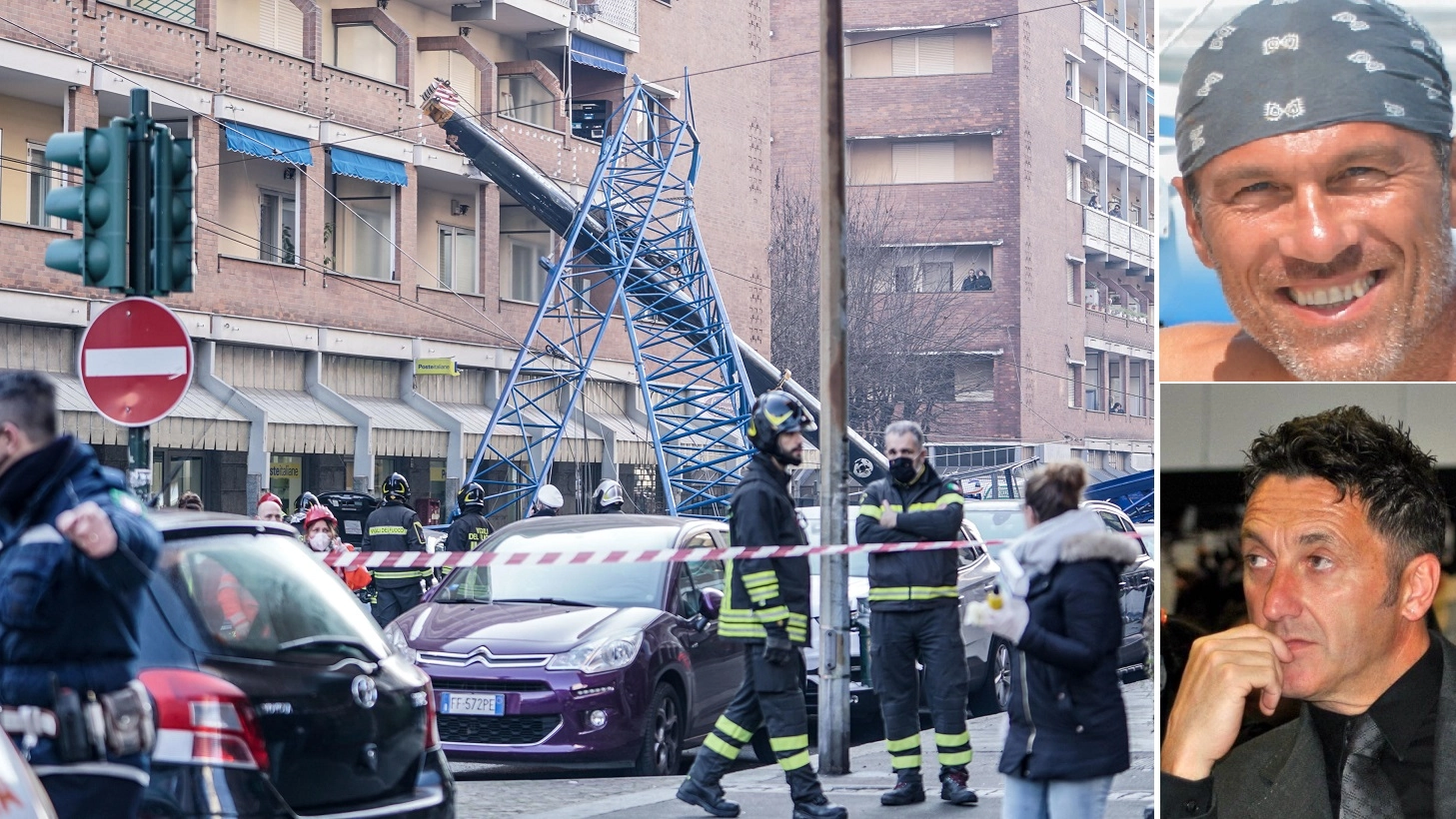 La gru crollata a Torino e le due vittime