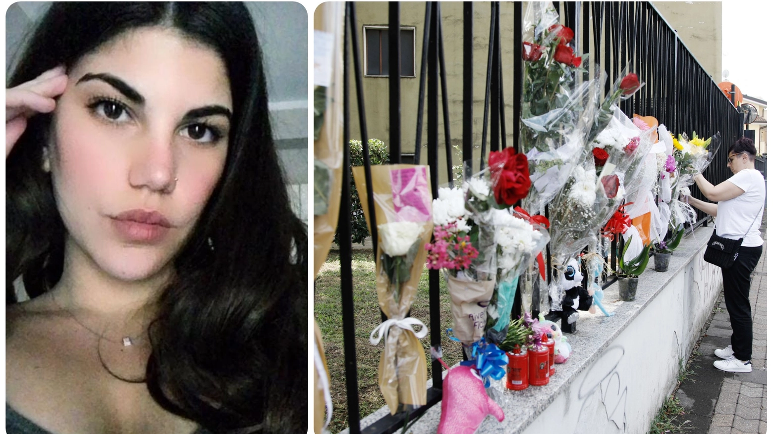 Sofia Castelli e i fiori lasciati fuori dal condominio dove viveva a Cologno