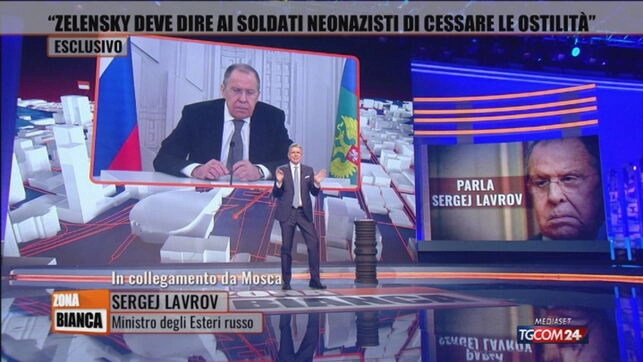 Il Ministro russo Lavrov in onda su Rete4 Il Ministro russo Lavrov in onda su Rete4