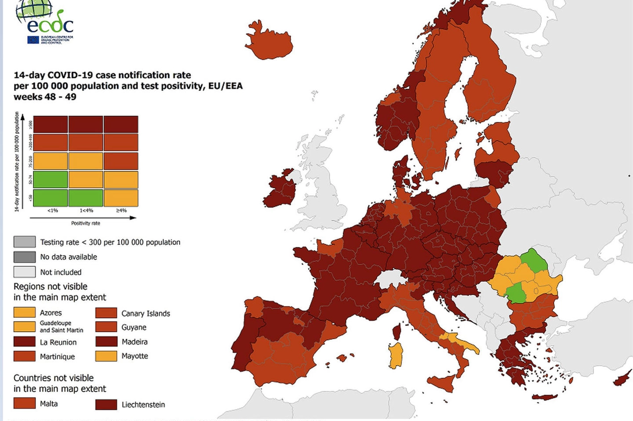 La mappa Ecdc del contagio