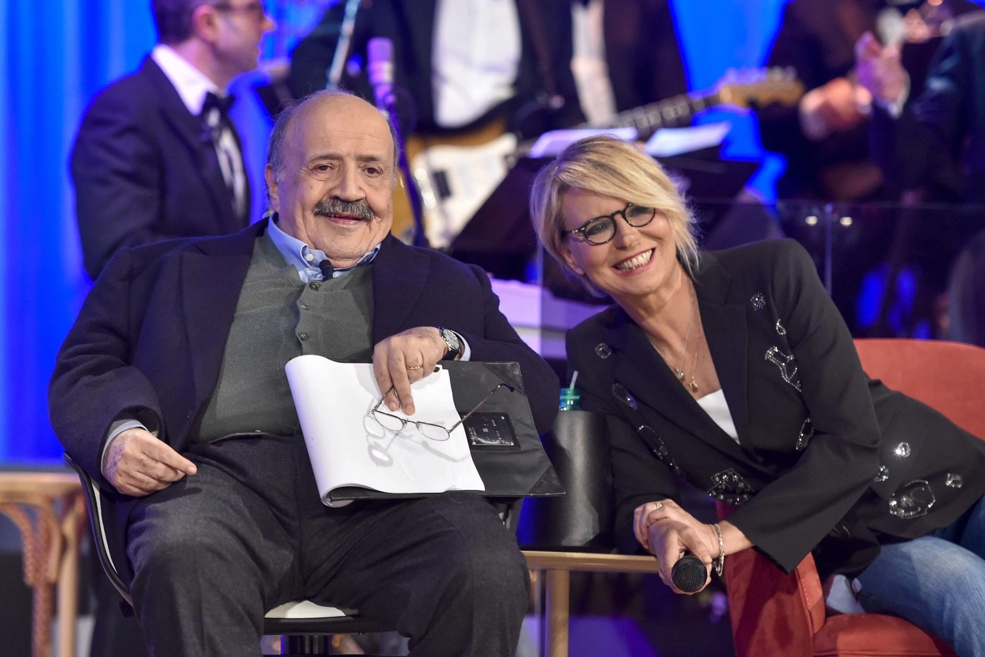 Maurizio Costanzo e Maria De Filippi durante la trasmissione "Maurizio Costanzo Show"