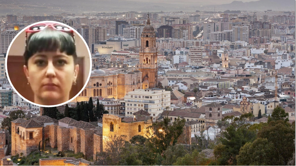Panoramica di Malaga; nel tondo, Roberta Cortesi
