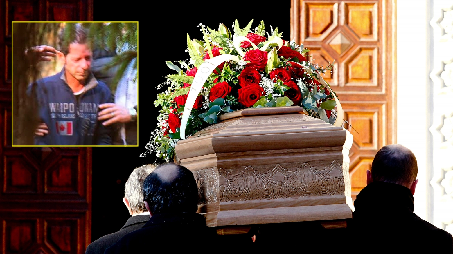 Il funerale di Giovanni Bossetti, nel riquadro Massimo Bossetti