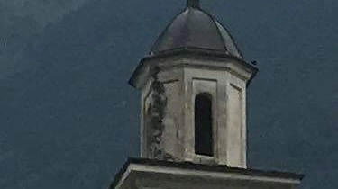 Fulmine su campanile (foto Orlandi)
