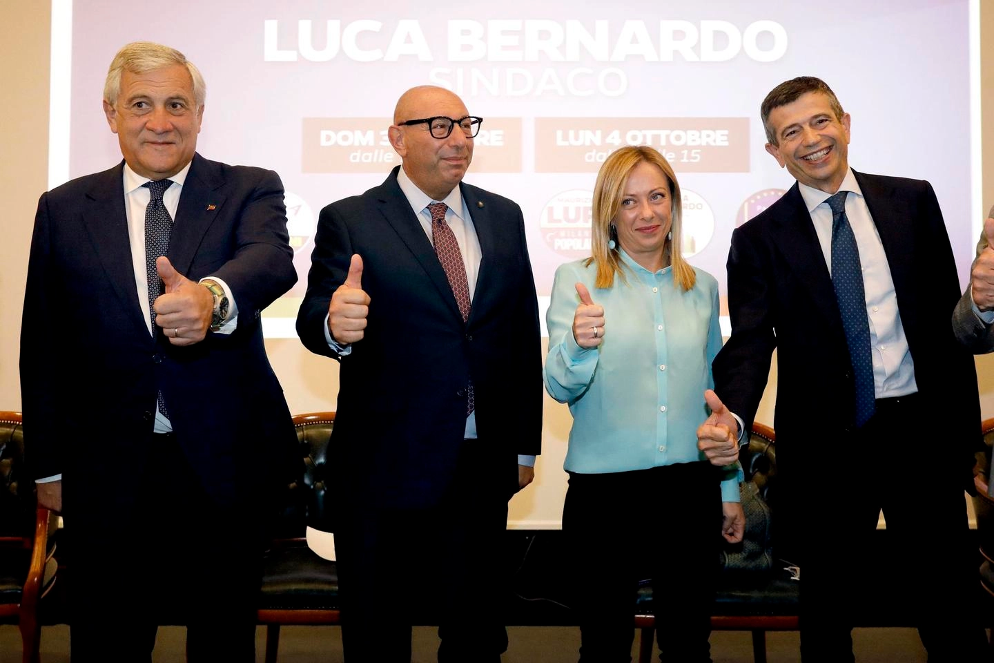 Da sinistra, Tajani, Bernardo, Meloni e Lupi