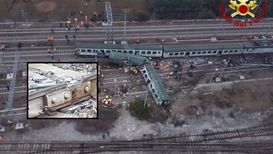 Treno deragliato a Pioltello e il punto dove ha ceduto la rotaia