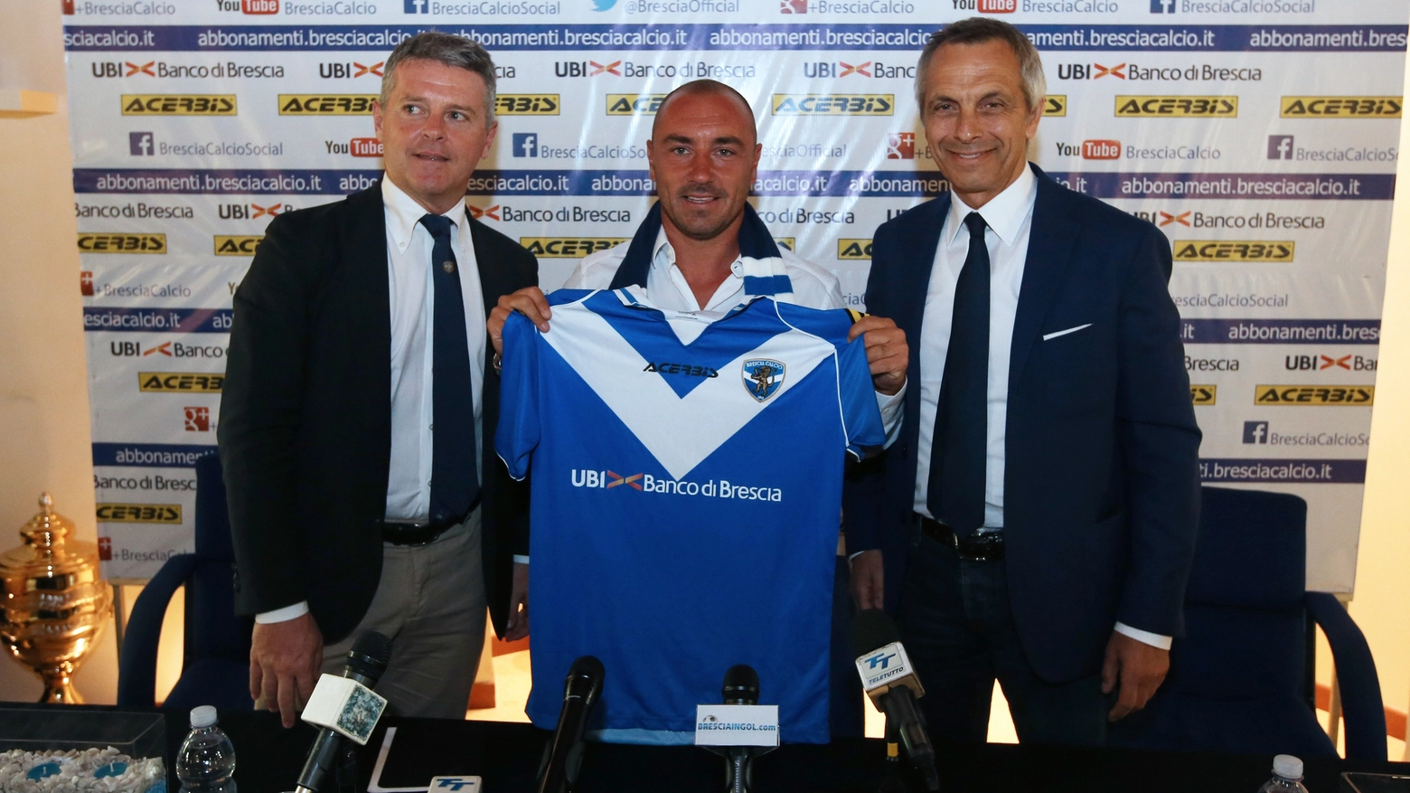 Triboldi,Brocchi e Sagramola,presentazione nuovo allenatore del Brescia  Cristian Brocchi 