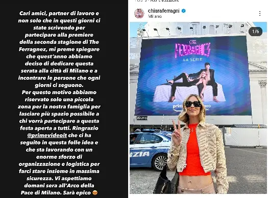 The Ferragnez 2, la première all’Arco della Pace aperta proprio a tutti (e gratis)
